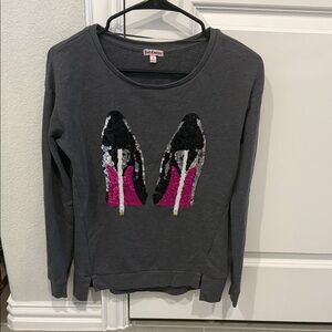 Juicy Couture Gray Sweater with Sequin Shoe Design